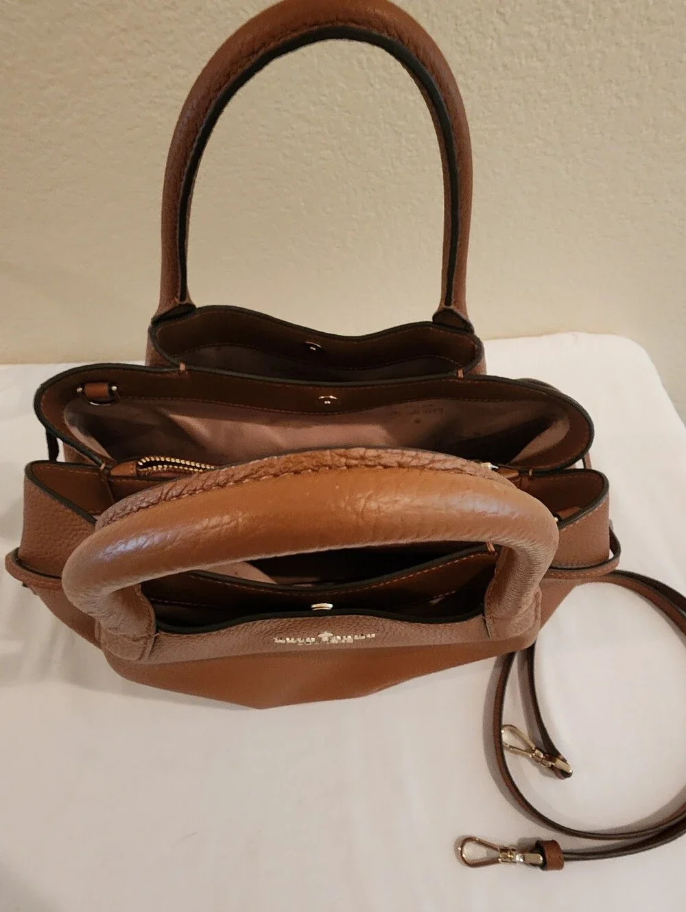 Kate Spade Large Dumpling Satchel Warm Gingerbread Flawless w/ Strap